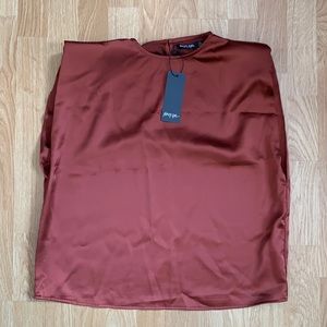 Rust color, satin top